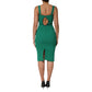 Dark Green Sleeveless Rayon Bodycon Dress