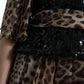 Leopard Print Silk Sequin Ruffle Maxi Dress