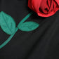 Black Wool Sleeveless Rose Applique Dress