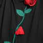 Black Wool Sleeveless Rose Applique Dress