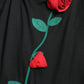 Black Wool Sleeveless Rose Applique Dress