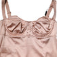 Blush Pink Silk Satin Bustier Midi Bodycon Dress