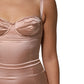 Blush Pink Silk Satin Bustier Midi Bodycon Dress