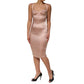 Blush Pink Silk Satin Bustier Midi Bodycon Dress