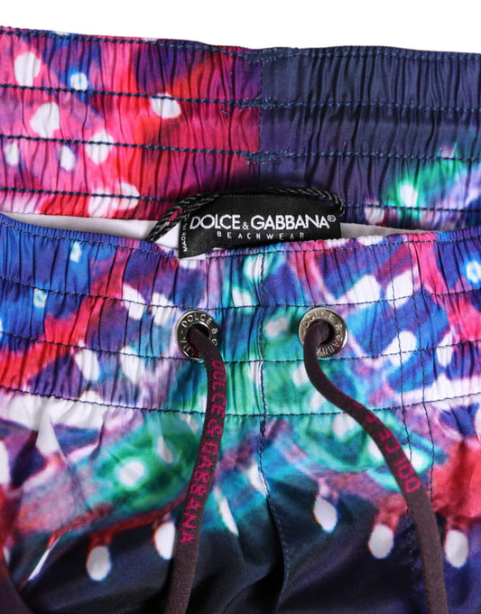 Multicolor Neon Print Polyester Shorts Swimwear