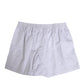 White Blue Cotton Striped Button Fly Shorts Swimwear
