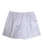 White Blue Cotton Striped Button Fly Shorts Swimwear