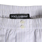 White Blue Cotton Striped Button Fly Shorts Swimwear