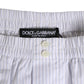 White Blue Cotton Striped Button Fly Shorts Swimwear