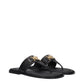 Black Leather Flip-Flop Sandals