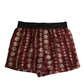 Burgundy Silk Coin Print Men Boxer Short Swimwear