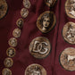 Burgundy Silk Coin Print Men Boxer Short Swimwear