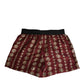 Burgundy Silk Coin Print Men Boxer Short Swimwear