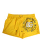 Yellow Nylon Logo Print Men Boxer Short Swimwear