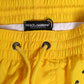 Yellow Nylon Logo Print Men Boxer Short Swimwear