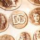 Brown Ancient Coin Print Silk Shorts Swimwear