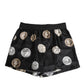 Black Silk Ancient Coin Print Boxer Short Swimwear