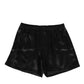 Black Silk Satin Elastic Men Boxer Short Swimwear