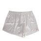 White Silk Satin Elastic Men Boxer Short Swimwear