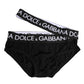 Black Cotton Elastic Logo Waistband Swimwear