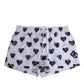 White Black Heart Print Men Boxer Short Swimwear