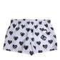 White Black Heart Print Men Boxer Short Swimwear