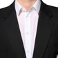 Dark Blue Cotton Men Jacket Coat Blazer Suit