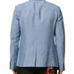 Light Blue Linen Double Breasted Men Jacket Blazer