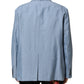 Light Blue Linen Double Breasted Men Jacket Blazer