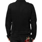 Black Cotton Denim Stretch Button Up Jacket