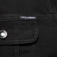 Black Cotton Denim Stretch Button Up Jacket
