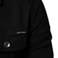 Black Cotton Denim Stretch Button Up Jacket