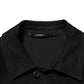 Black Cotton Denim Stretch Button Up Jacket