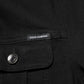 Black Cotton Denim Stretch Button Up Jacket