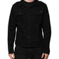 Black Cotton Denim Stretch Giubbotto Jacket