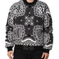 Black White Bandana Print Bomber Jacket