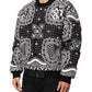 Black White Bandana Print Bomber Jacket