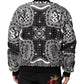 Black White Bandana Print Bomber Jacket