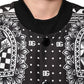 Black White Bandana Print Bomber Jacket