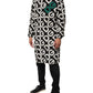 Black White Logo Print Hooded Coat Men Jacket