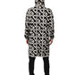 Black White Logo Print Hooded Coat Men Jacket