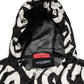Black White Logo Print Hooded Coat Men Jacket