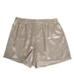 Beige Silk Satin Elastic Men Boxer Short Swimwear
