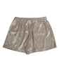 Beige Silk Satin Elastic Men Boxer Short Swimwear