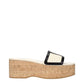 Beige Leather Wedges Sandals