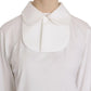 White Cotton Longsleeve Collared Blouse
