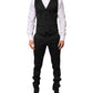 Black 3 Piece Brocade Jacquard Suit MARTINI