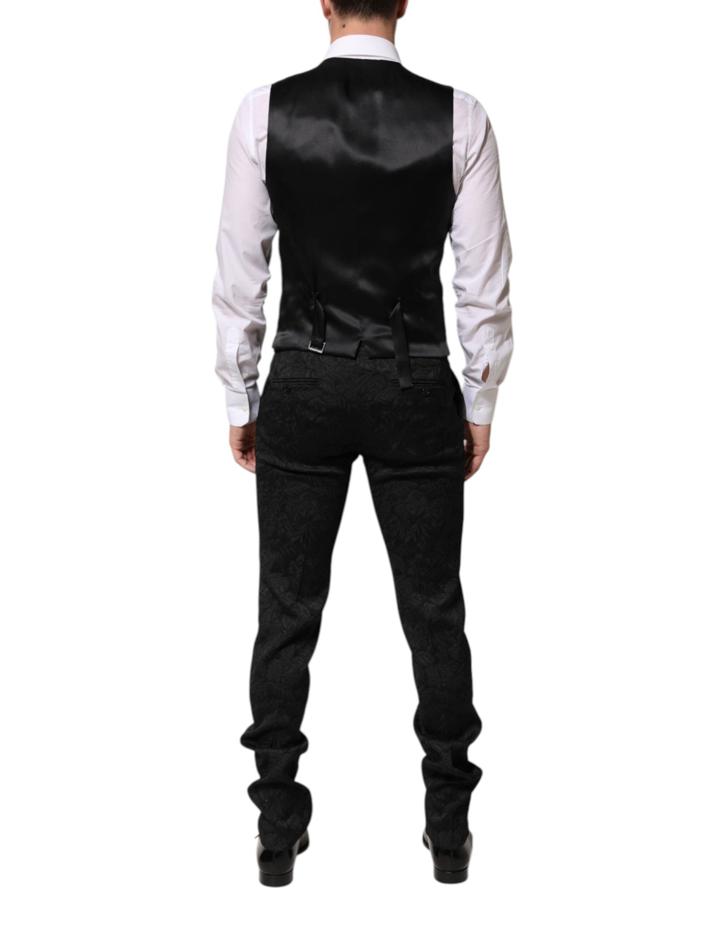 Black 3 Piece Brocade Jacquard Suit MARTINI