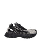 Black Fabric Chunky Sneakers