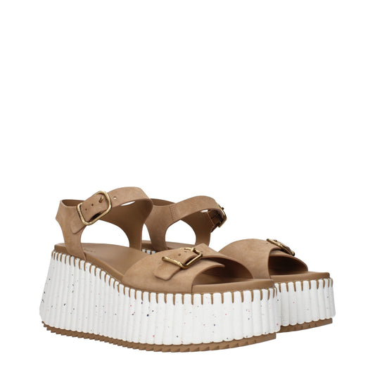 Brown Leather Platforms